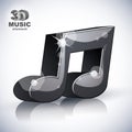 Trendy musical note 3d modern style icon isolated. Royalty Free Stock Photo